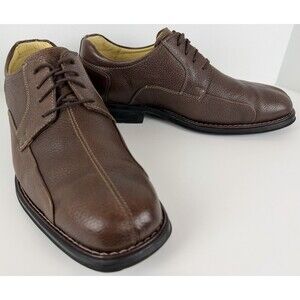 Studio Belvedere Bay Bridge Pebbled Leather Oxford Dress Shoes, Brown, 10.5 EEE